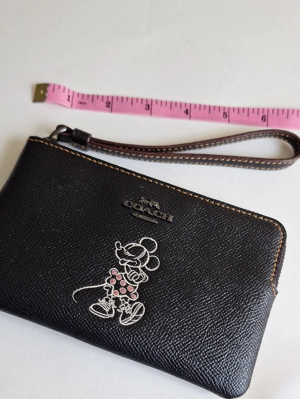 Coach Minnie Mouse Black Leather Wristlet